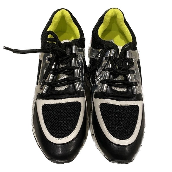 Steve Madden Barra iridescent sneakers NWT in black  white and silver - Picture 2 of 12